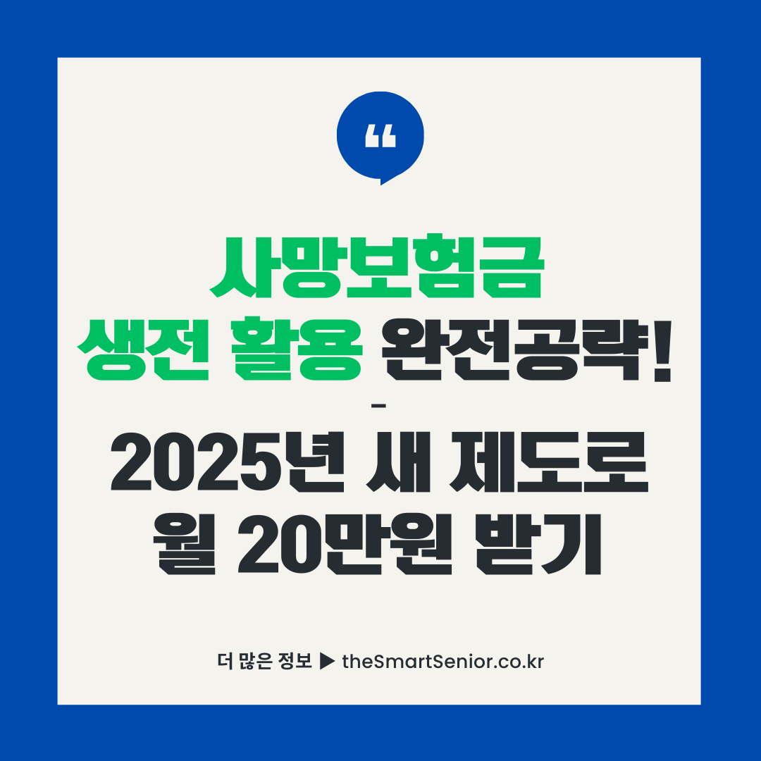 사망보험금 유동화 제도 안내 썸네일 - 65세부터 종신보험을 연금으로 받는 방법 완전정리