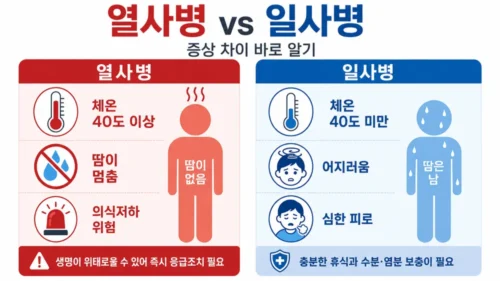 열사병과 일사병 증상 비교